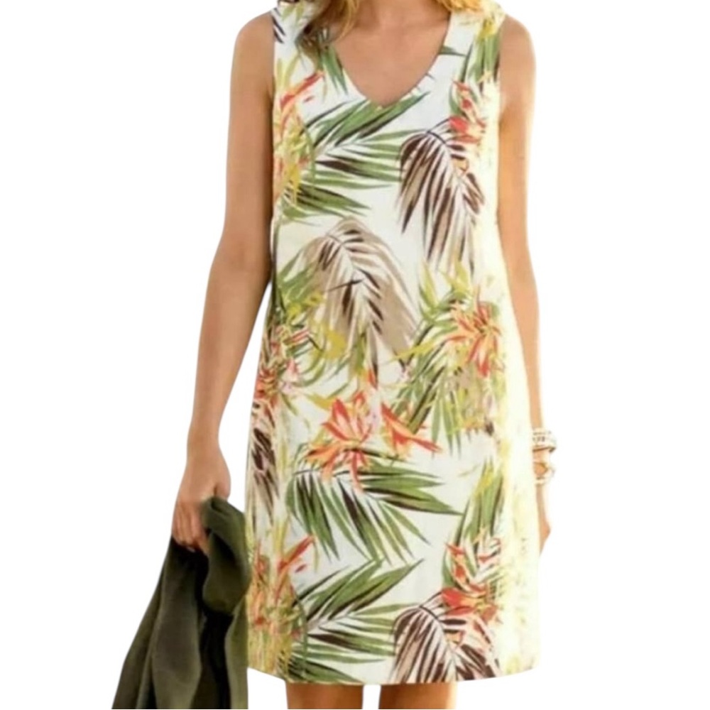 J. Jill Green and Cream Sleeveless Sundress